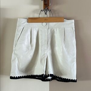 Milly 2 faux leather cream Shorts with Black Accent trim